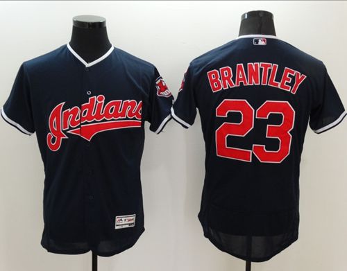 Indians #23 Michael Brantley Navy Blue Flexbase Authentic Collection Stitched MLB Jersey - Click Image to Close